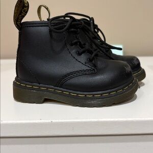 Dr. Martens Black Ankle Boots with Yellow Stitching